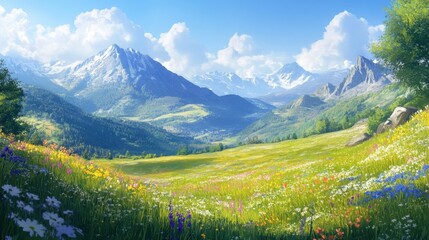 Obraz premium Wildflower Meadow in the Mountains