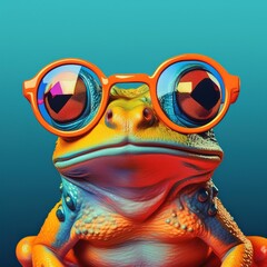  grenouille amusant avec lunette de soleil couleurs vives 