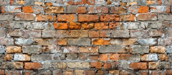 Obraz premium Brick wall featuring a mix of old and new bricks ideal for design projects with copy space image
