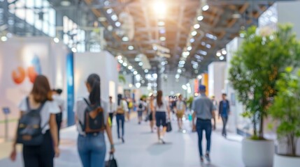 Blurred Image of People Walking in Convention Hall