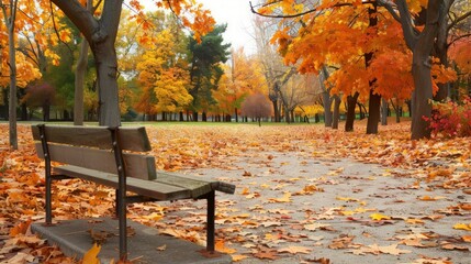 Autumn Park Bench