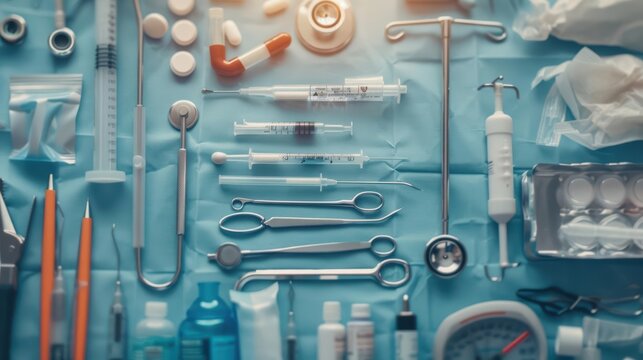 Explosion of precision in a flat lay top view medical display