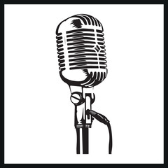Fototapeta premium Classic microphone clipart silhouette