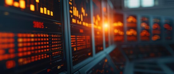 Obraz premium In a futuristic economic monitoring center