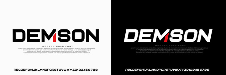 Modern Bold Font. Sans Serif Font. strong and heavy Italic Uppercase Number, Typography urban style alphabet fonts for fashion, sport, technology, digital, movie, logo design, vector illustration
