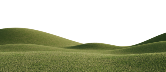 Hills with grass on a transparent background. 3D rendering.	
