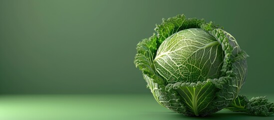 Fototapeta premium Savoy cabbage head displayed with copy space image