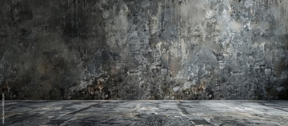 Wall mural Background of a concrete wall in a dark grey textured finish with copy space image