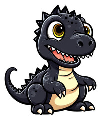 Fototapeta premium PNG Black dinosaur cartoon animal representation.