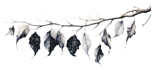 PNG Black leaves hanging drawing nature.