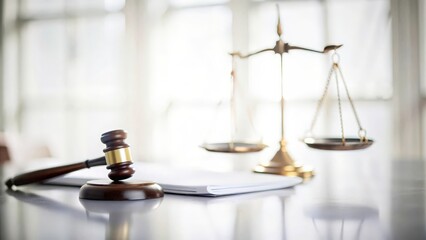Insurance Policy with Legal Background &ndash; Policy document with a gavel and legal scales in the background, indicating legal protection in insurance.

