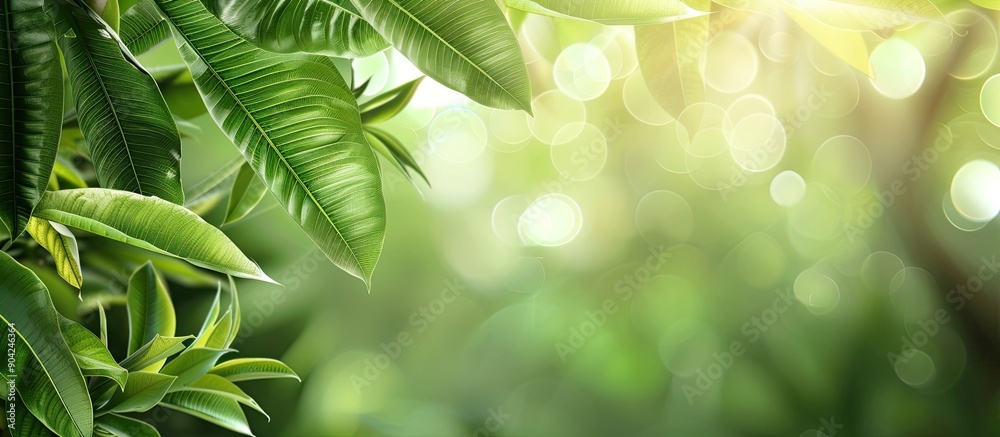 Canvas Prints natural concept background of lush green mango leaves with copy space image