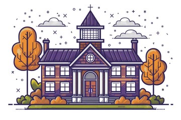 Obraz premium Classic School Building Illustration
