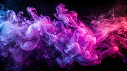 Abstract purple and pink smoke billowing against a black background, smoke, abstract, effect, flowing, vibrant, color