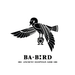 Silhouette of ancient egypt god ba bird , middle east mandulis in culture egyptian civilization