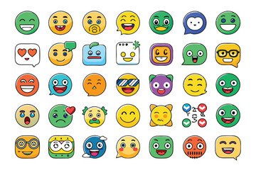 A Collection of Diverse and Expressive Emojis in Various Styles and Shapes