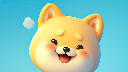 Naklejka premium Close up of smiling dog face isolated on blue background