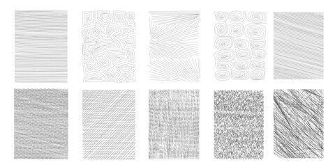Set of crosshatch texture isolated, hand drawn