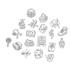 Cottagecore Outdoors Outline Illustration