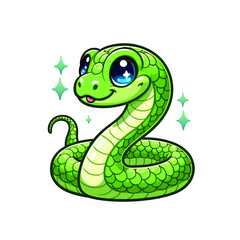Naklejka premium cute green snake