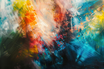 Abstract artwork with medium-density color splashes, dynamic brushstrokes, and layers of texture.