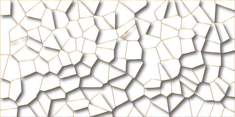 Abstract white paper cut shadows background realistic crumpled paper decoration textured with multi tiles mosaic seamless pattern. Quartz cream white Broken Stained Glass.3d shapes.