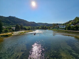 Fototapeta premium Una Nationalpark Bosnien. Wasserfälle, Kulen Vakuf und Martin Brod
