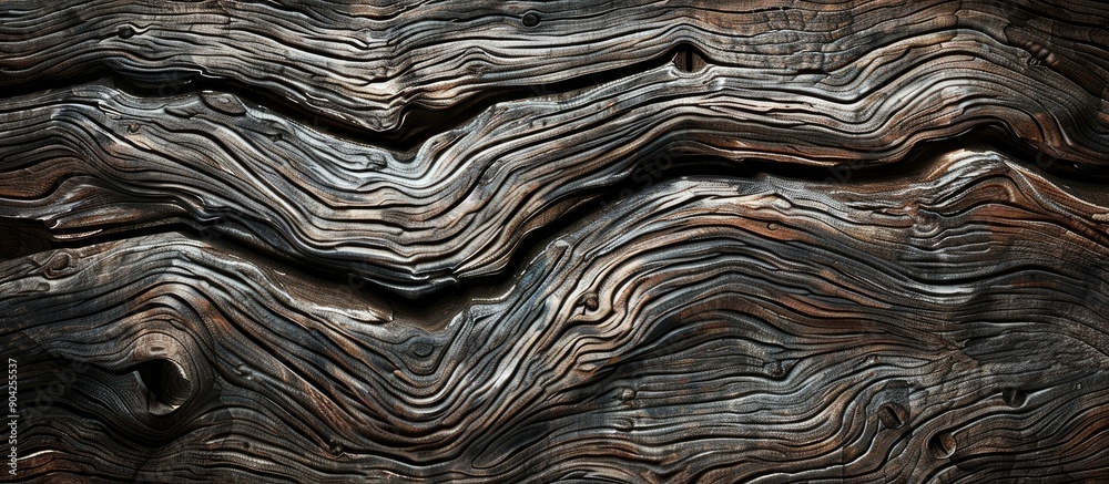Wall mural old natural patterns adorn a dark wood texture in the background of this copy space image