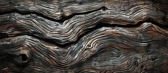 Old natural patterns adorn a dark wood texture in the background of this copy space image
