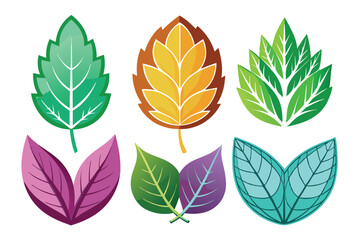 Fototapeta premium Colorful Illustration of Six Stylized Leaves