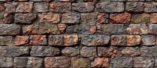 Fototapeta premium An arrangement featuring a blend of weathered and fresh bricks suitable as a backdrop for designs and presentations with room for added elements ideal as a copy space image