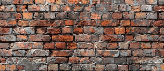 An aged brick wall featuring a mix of old and new bricks ideal as a background for design projects presentations or any creative work with copy space image