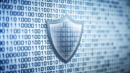 Cyber Insurance and Data Security – Illustration of a computer with a shield and binary code background, symbolizing cybersecurity insurance.
