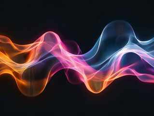 Colorful Lightwaves on Black Background, Generative AI Illustration