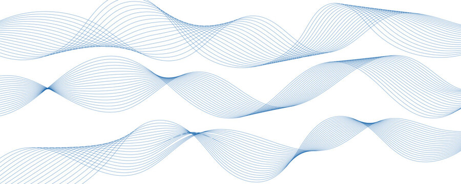 Abstract blue wavy lines. Vector background.
