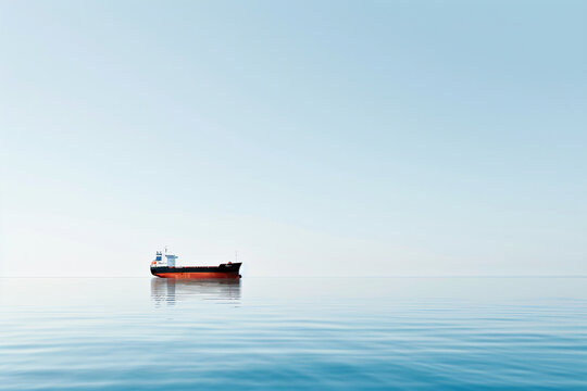 Captured in stunning ultra-high-definition, this photo shows a cargo ship sailing across a calm sea, with the vessel in crystal-clear focus. The image's clean composition includes ample white space