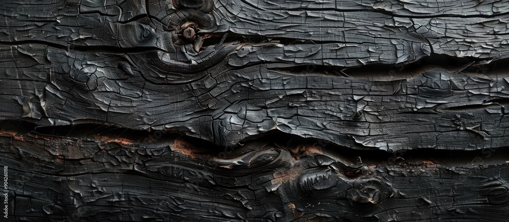 Wall mural old natural patterns adorn a dark wood texture in the background of this copy space image