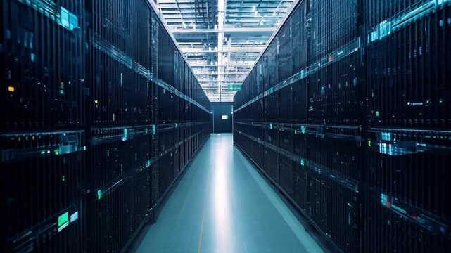 A technology stands tall a colossal supercomputer, its intricate network of wires and processors pulsating with raw computational power. Generative AI