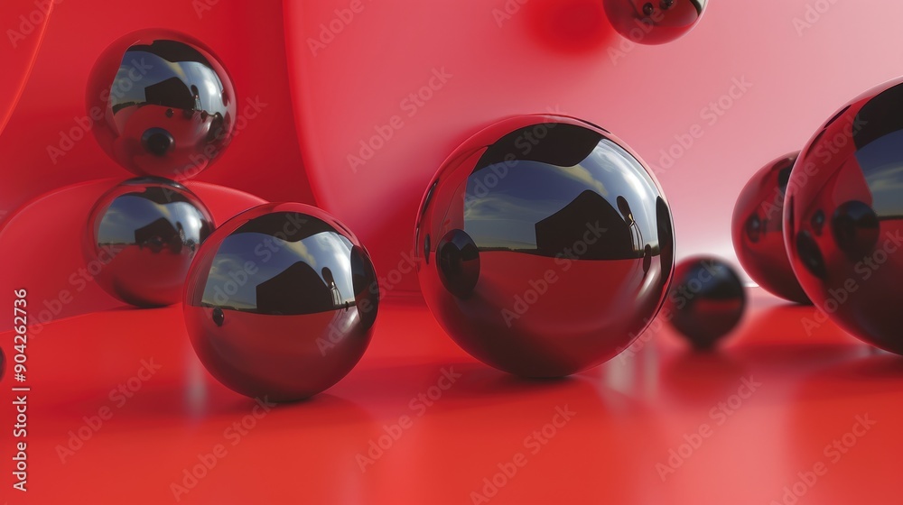 Poster decorative balls against abstract backdrop