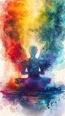  generative illustration. Angel Fairy is in prayer