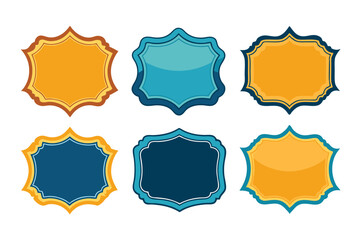 Six Colorful Blank Frames with Ornate Borders