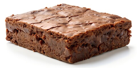 Freshly baked brownie on white background with clipping path