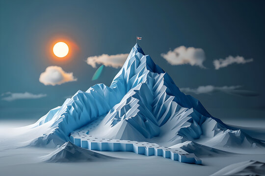 digital mountain, business success concept, achievement journey, abstract landscape, strategic planning, metaphorical representation, motivational themes, modern design, corporate goals,...