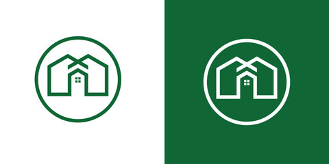 Green house logo design with modern concept premium vector