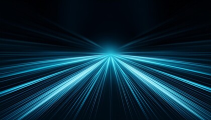 Abstract Blue wallpaper. Fast light beams on dark background. Modern futuristic backdrop. Digital vector illustration. Speed or motion concept. Virtual space technology. Cyan lines