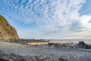 Evening light looking over Duckpool bay beach