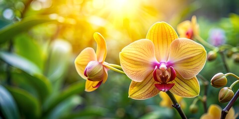 yellow moon orchid in the garden AI Generative