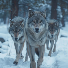 Obraz premium Pack of gray wolves in Yellowstone national park