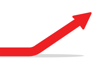 red arrow graph rise up, with shadow, go to the top, represent trading profits and business growth