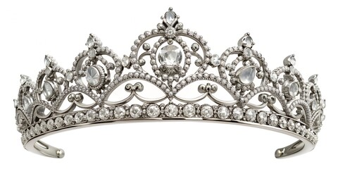 Luxurious Silver Ornate Tiara with Diamonds Creative AI, Royalty, Silver, Tiara, Ornate © Sanook
